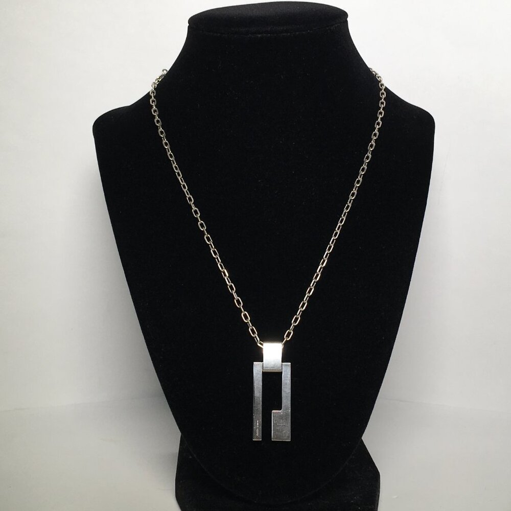 Authentic Gucci Rectangular G Pendant Necklace St… - image 3